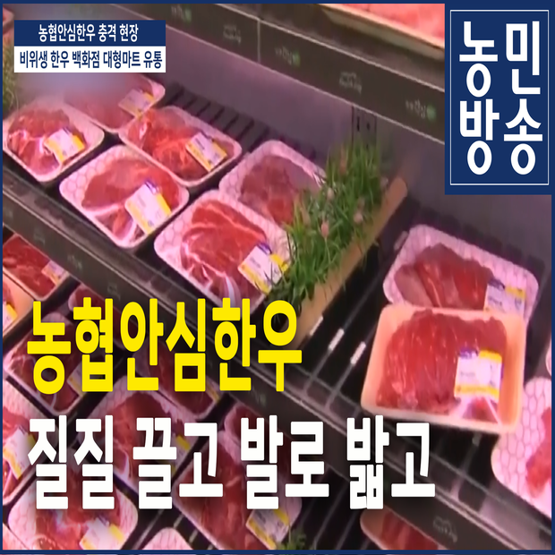 농협안심한우 질질 끌고 발로 밟고
